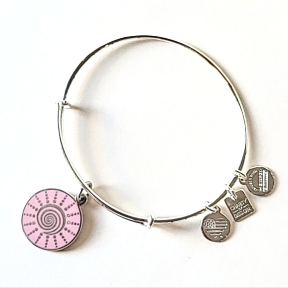 ALEX AND ANI "SPIRAL SUN" PINK BREAST CANCER AWARENESS CHARM BANGLE BRACELET - Picture 3 of 6